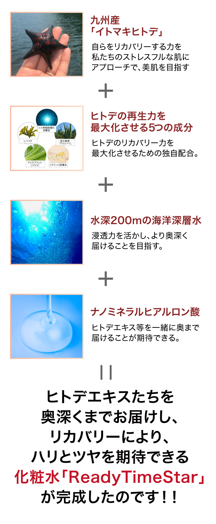 【九州アスリート化粧品】新品未開封未使用♪ヒトデの力基礎化粧品3点セット スキンケアローション Ready Time Star｜九州アスリート食品